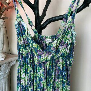 Natural Life XS dress floral blue, purple, green sundress